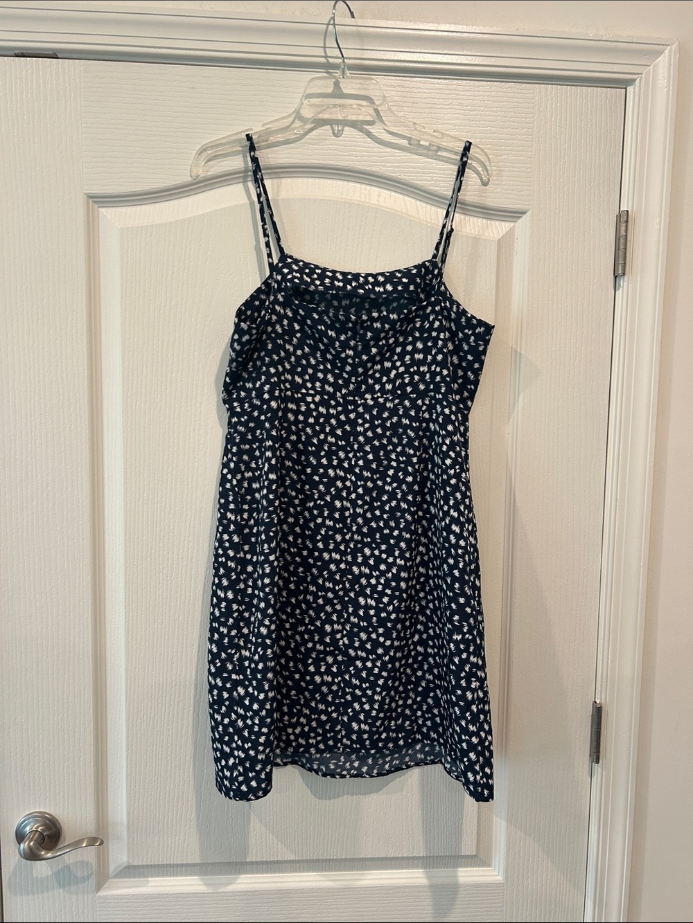 Navy Mini Slip Dress with White Floral Print - Picture 3 of 3